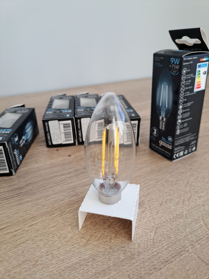 Лампа LED Filament Gauss E14 9W 710lm 4100К лампочка е14