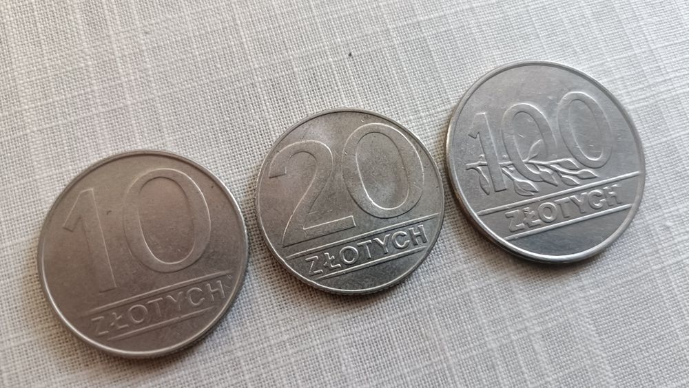 Moneta 100 zł - 1990 r , 20 zł - 1990 r , 10 zł - 1988 r. Komplet