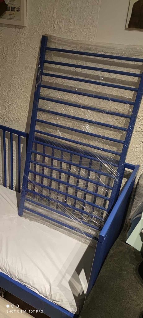 Niebieskie łóżko łóżeczko dziecięce dla dziecka Ikea 120 60