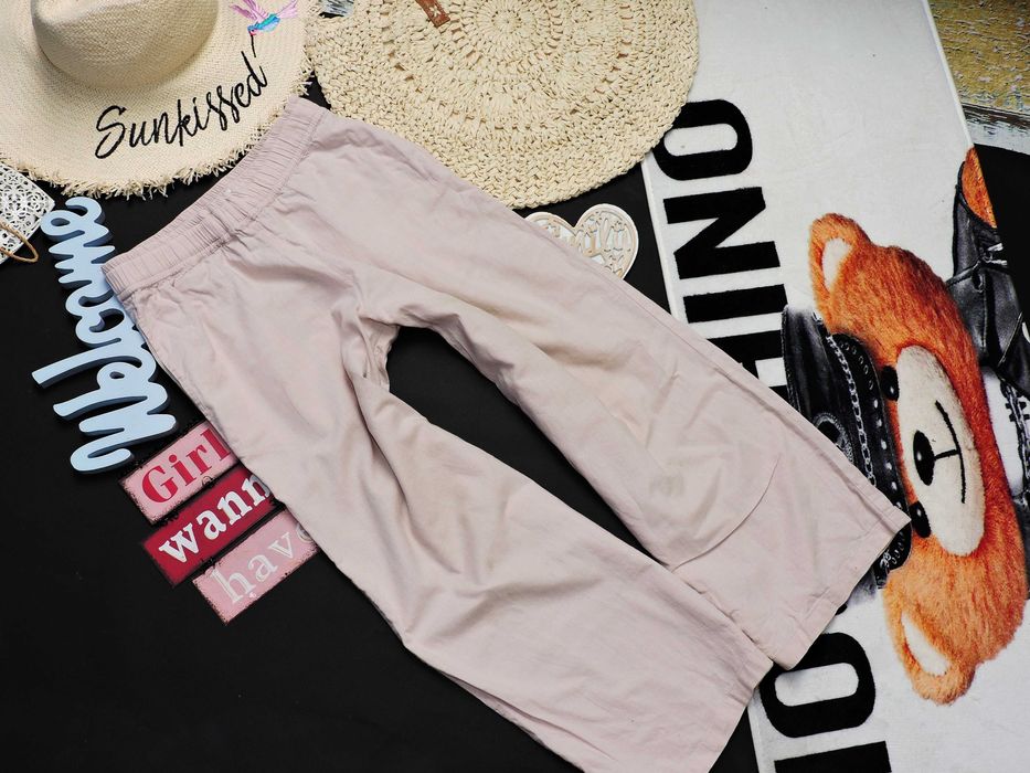 Name It - letnie szerokie spodnie bawełna + len r 146