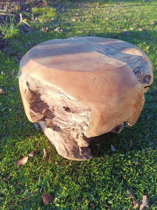 Taboret Pufa z litego, twardego drewna tekowego, stylowy stołek teak