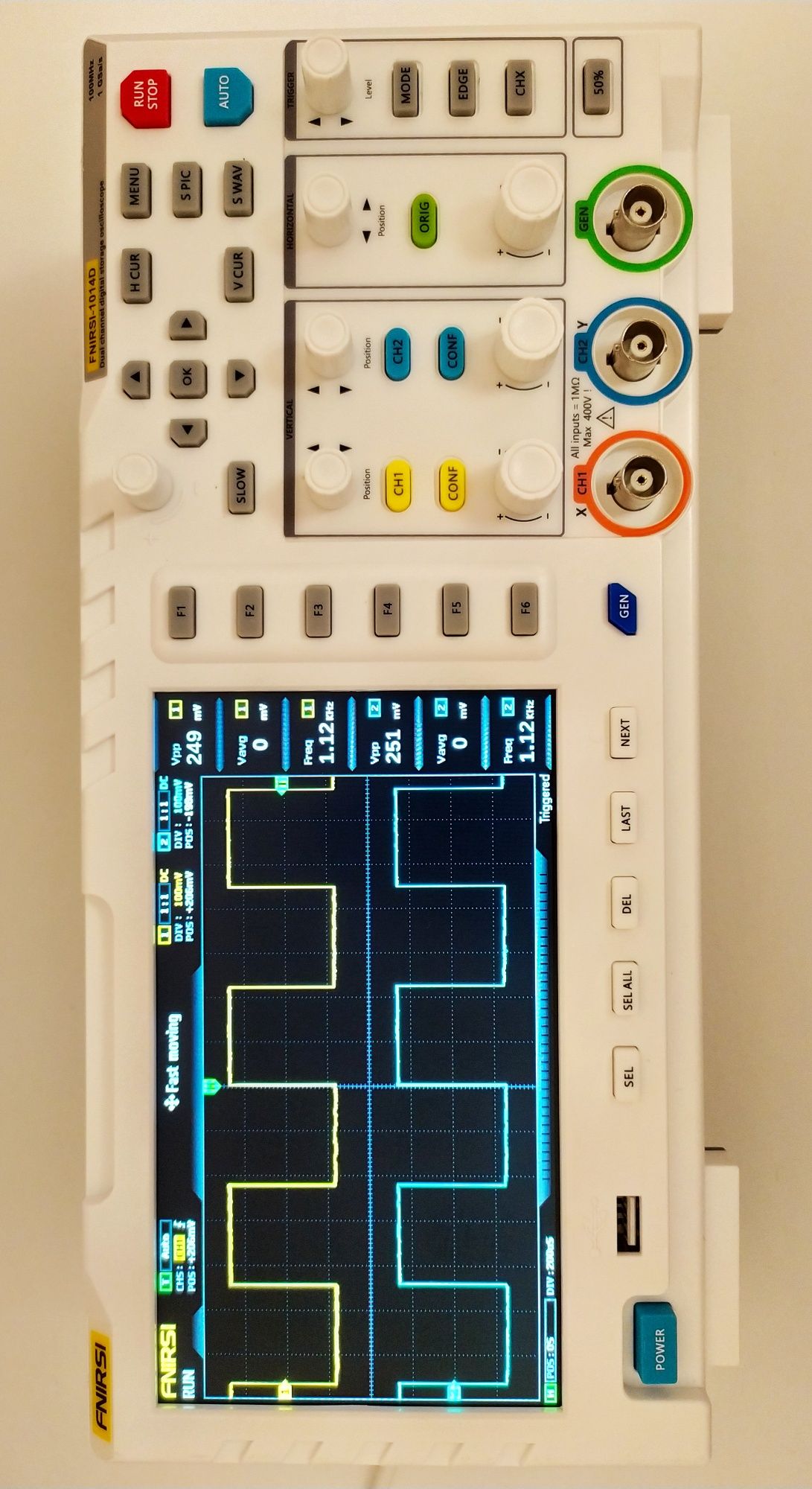 Осциллограф FNIRSI-1014D 2 канала 100MHz 1Gsps, генератор, 7", 5 В