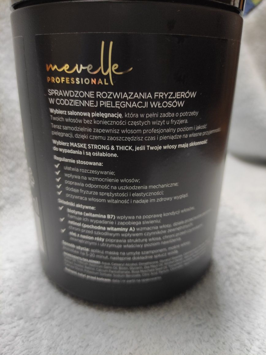 Nowa duża maska do włosów Mevelle Professional Strong & Thick 900ml