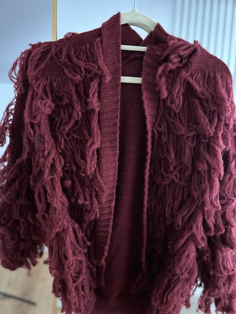 Sweter kordigan damski mop bordowy nowy butik hit