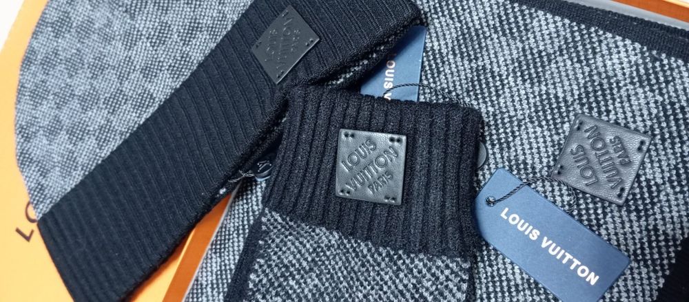 Zestaw komplet LV czapka szalik rękawiczki Louis Vuitton