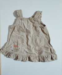 sukienka beżowa sztruksowa 0 3 miesiąca 56 62 cm Kubuś Puchatek
