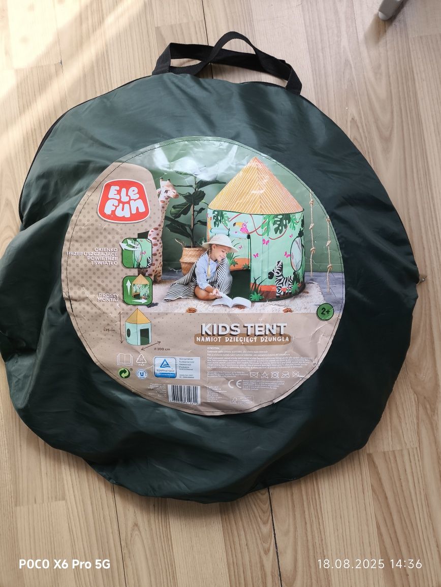 ELEFUN Namiot dziecięcy domek DŻUNGLA 100 x 135 NOWY