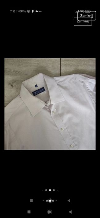 Koszula męska, biała w różowe paski, 41, L xl