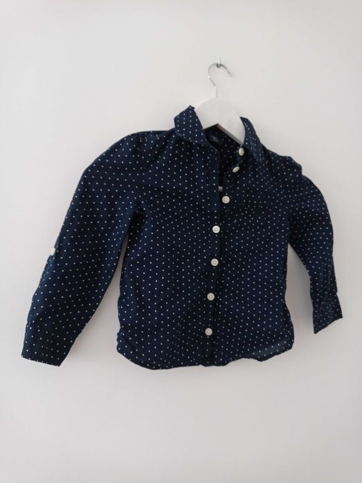 GAP Koszula dla dziewczynki granatowa w białe kropki