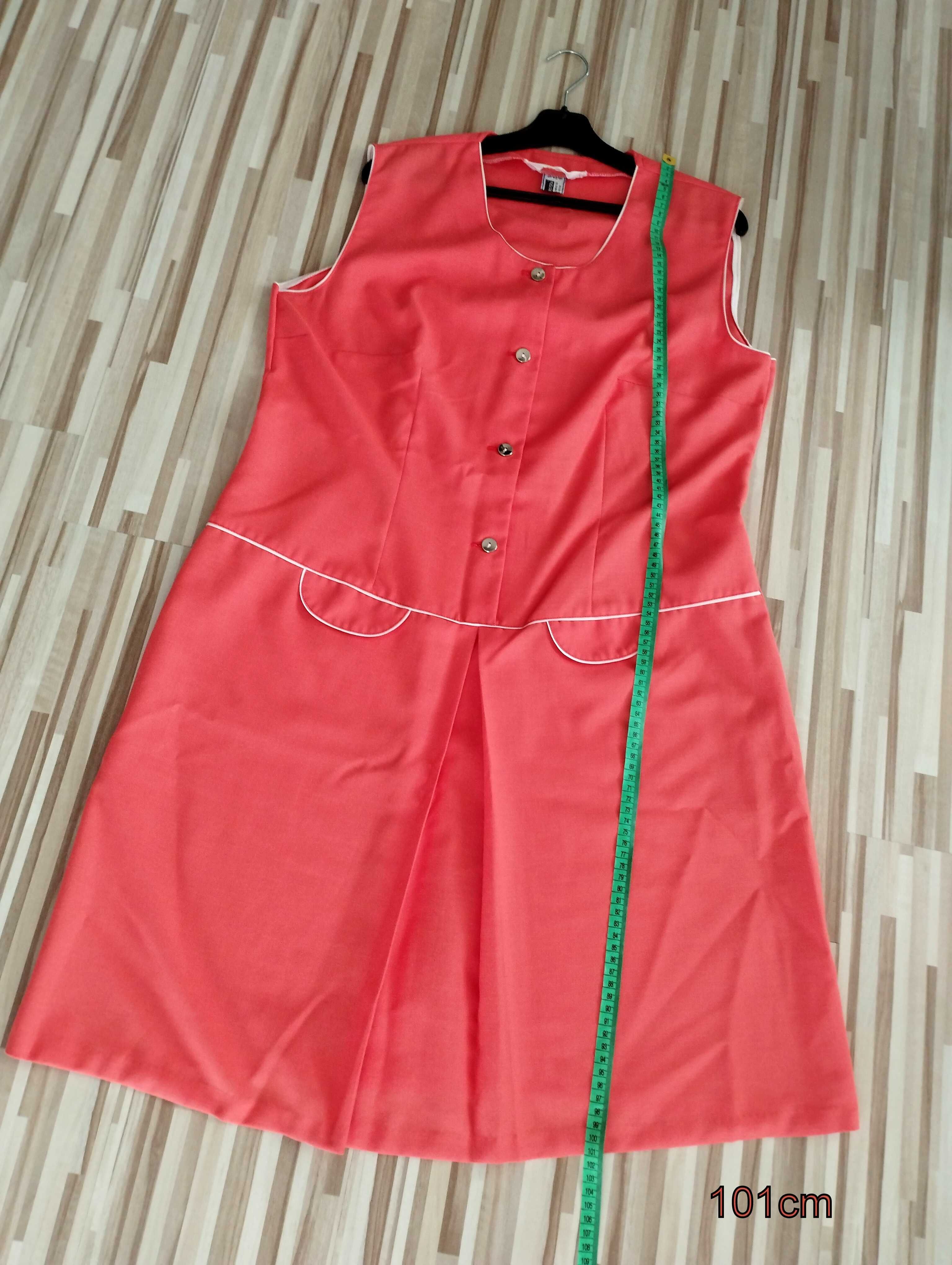 Sukienka midi damska, koralowa, letnia, XL/XXL