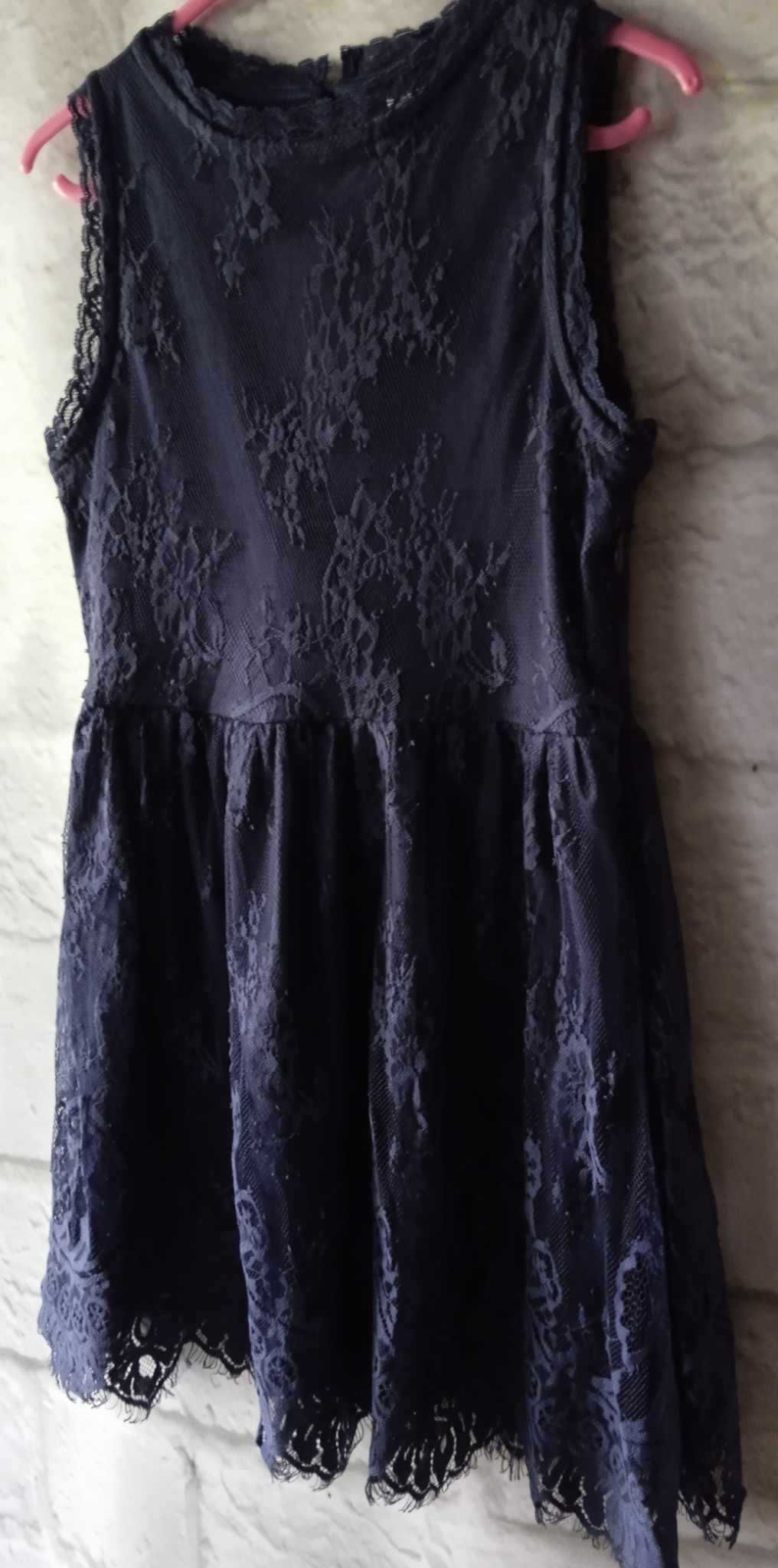 Granatowa sukienka koronka CUBUS 10 lat 140cm