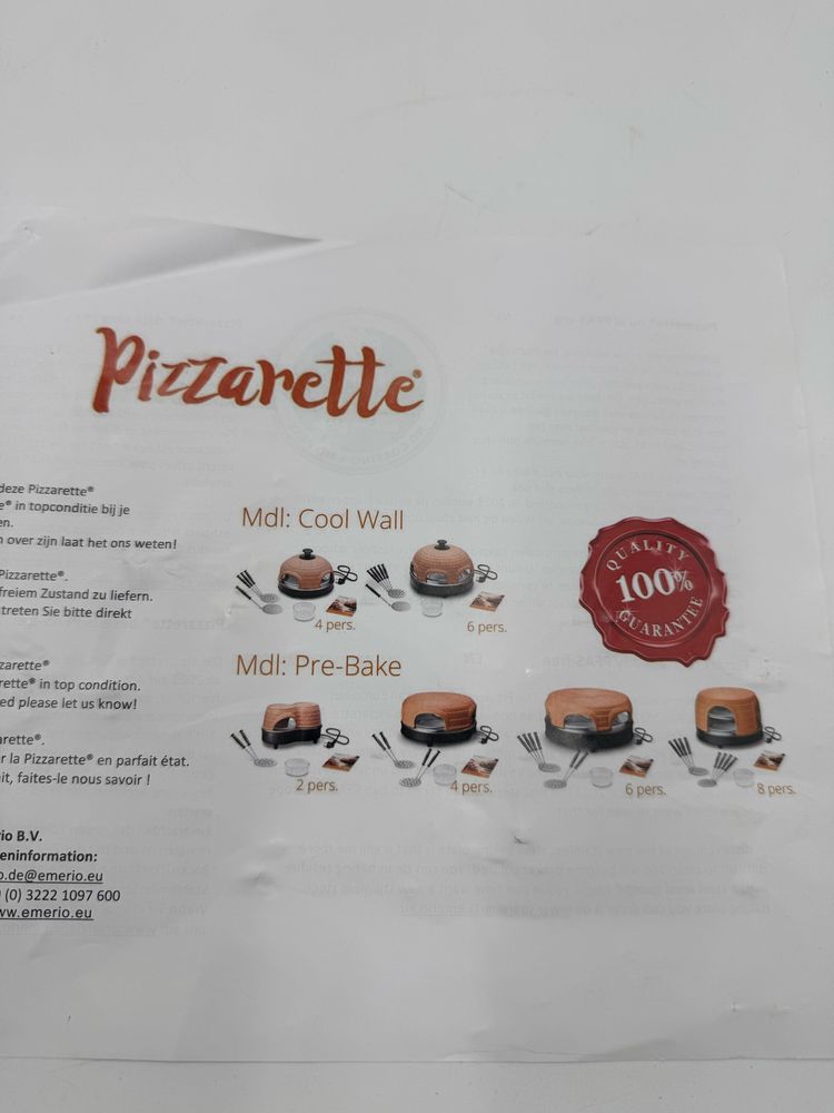 Emerio Piec do pizzy Pizzarette Funkcja wstępnego pieczenia 8 os.