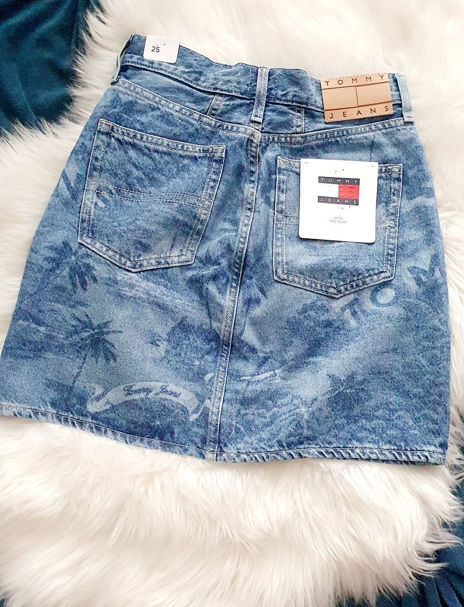 Spódniczka jeansowa Tommy Jeans z wzorem tropikalnym 100% oryginał