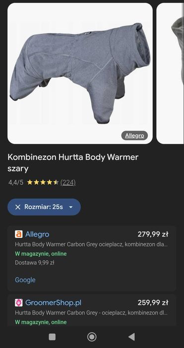 Kombinezon dla aktywnych psów, ogrzewacz rozmiar M. Najniższa cena