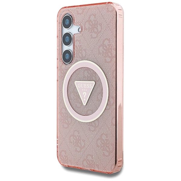 Etui Guess 4G Glitter Triangle Buttons MagSafe do Samsung Galaxy S25 r