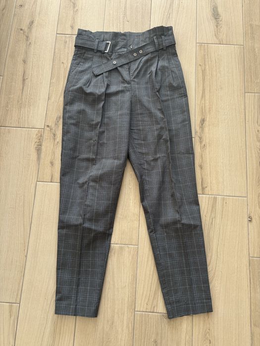 Брюки Ostin темно-сірі в клітинку, висока посадка, р. S