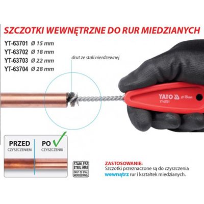 Szczotka Wewnętrzna Do Rur Miedzianych 22Mm Yato