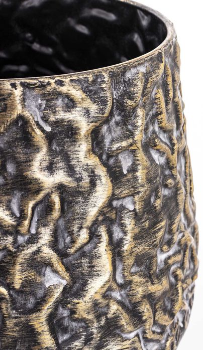 Komplet 2 x Osłonka Na Doniczkę Złota Czarna Metalowa Retro 168259