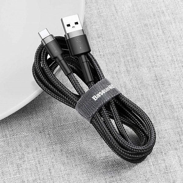 Kabel Baseus Cafule USB-A / USB-C QC 3.0/3A 1 m - czarno-szary