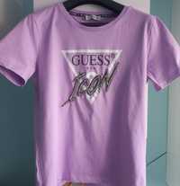 T-shirt koszulka damska Guess Icon fiolet liliowa r. L kryształki
