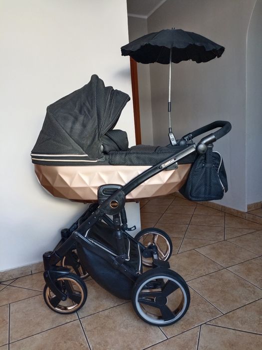 Wózek JUNAMA DIAMOND Mirror Satin 3w1 +baza ISOFIX