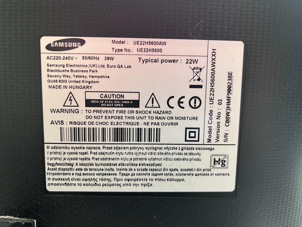 Telewizor samsung 22” ue22h5600aw