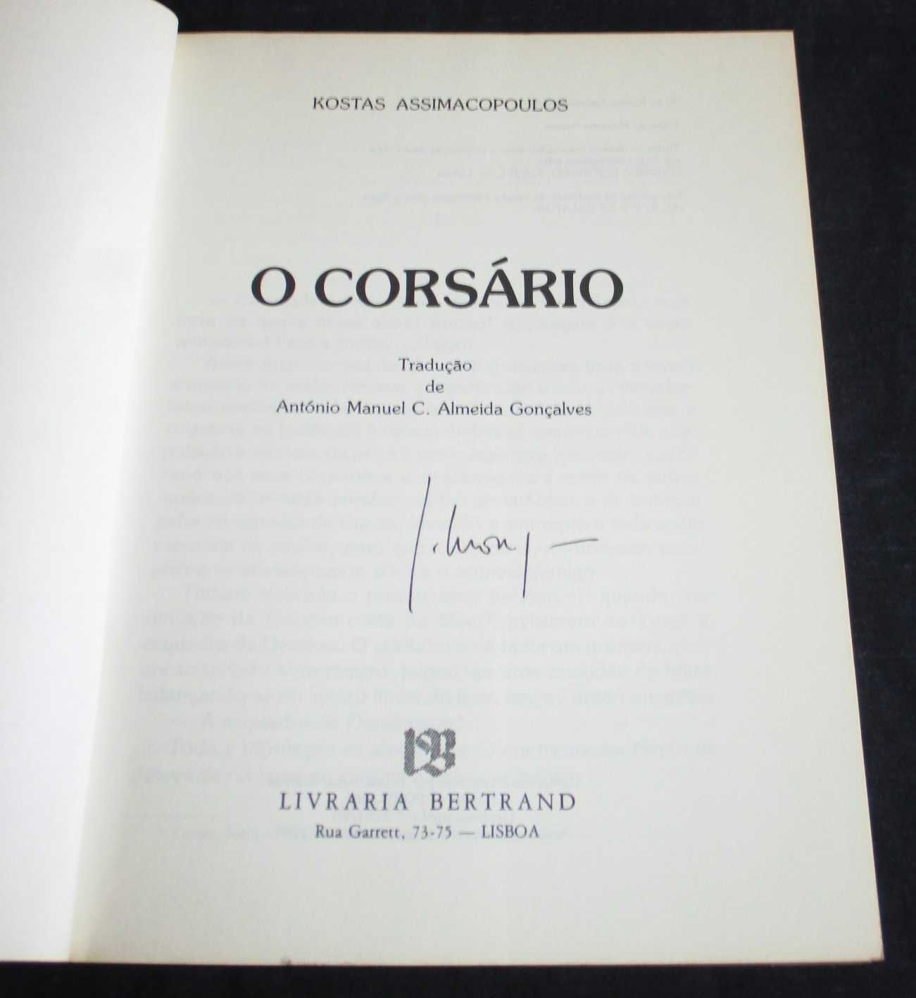 Livro O Corsário Kostas Assimacopoulos