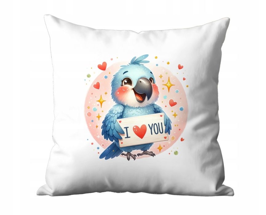 Poduszka na walentynki Prezent dla niej i dla niego Papuga