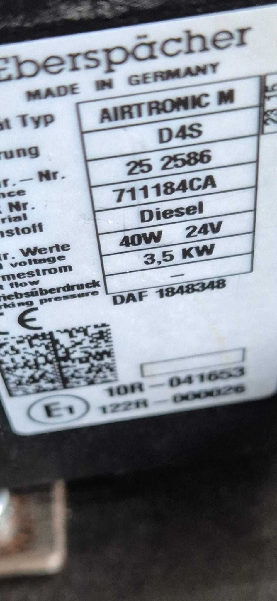 Webasto Ogrzewanie Eberspacher Airtronic M D4S 24V DAF XF 105 Serwis