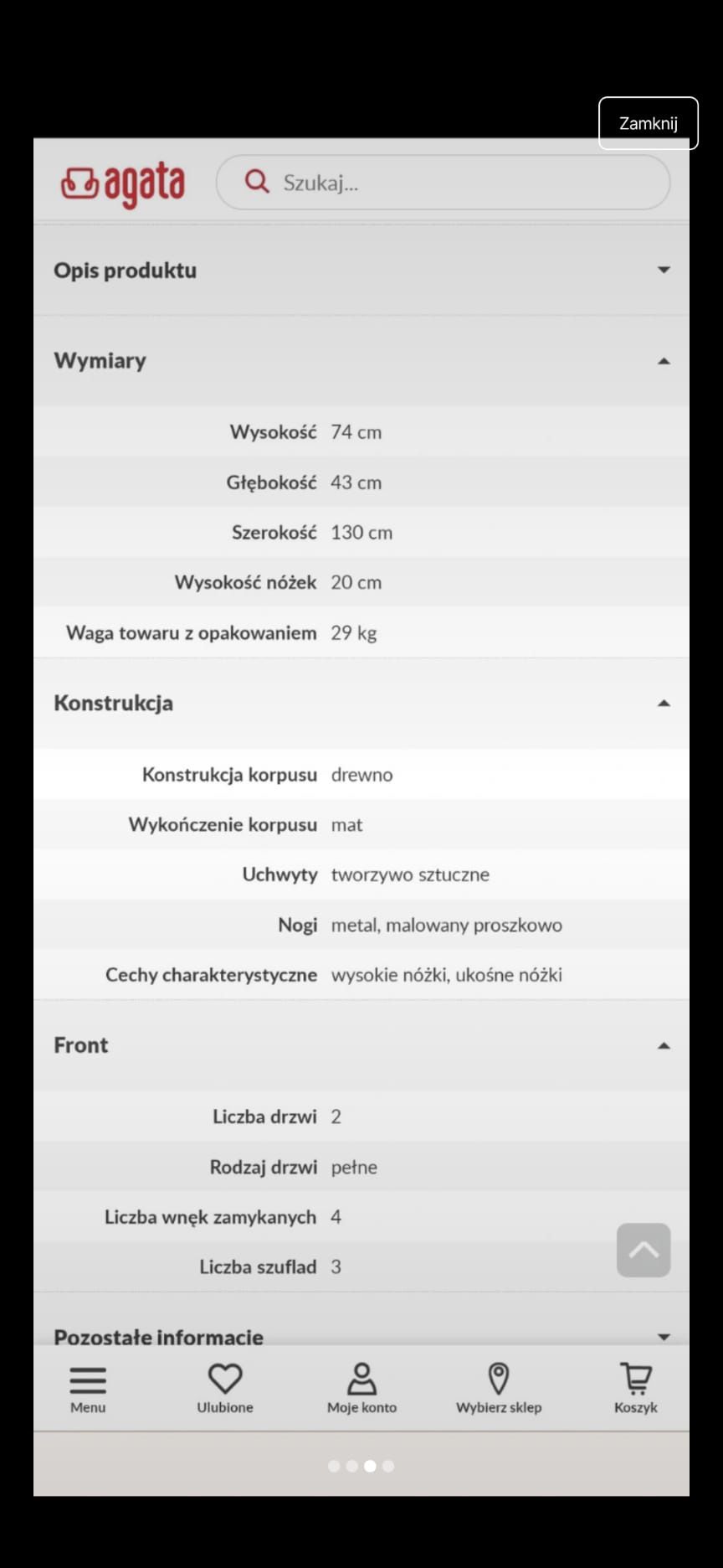 Szafka. RTV 70x130x43