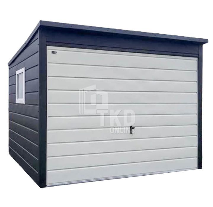 Schowek - Domek Ogrodowy 3M X 3M Antracyt Brama + Okno Tkd128 3X3