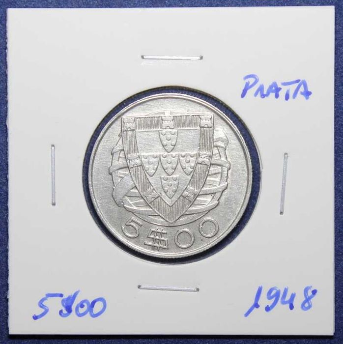 Moeda 5$00 1948 PRATA - BELA