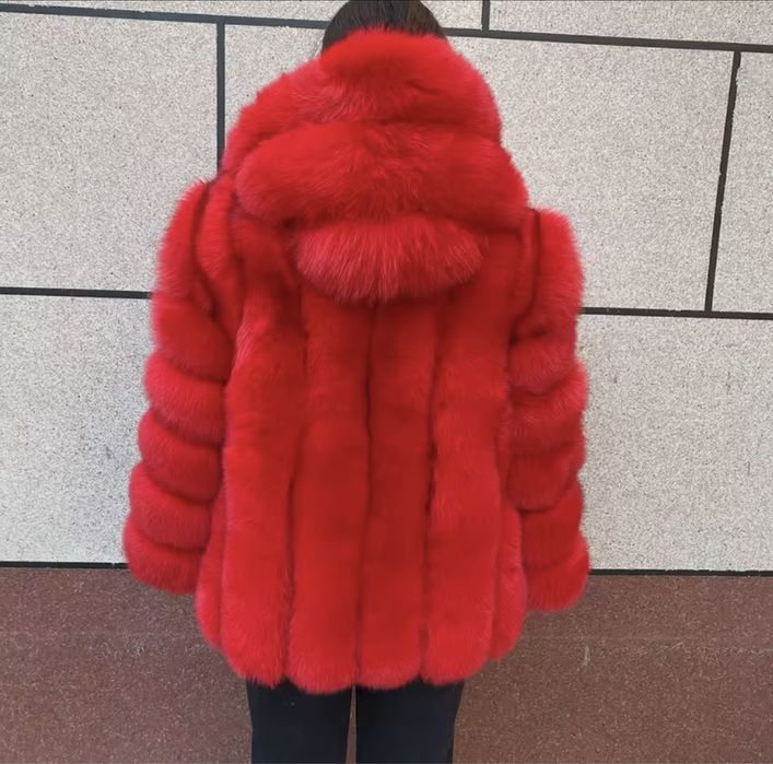 Kontantto futro dluzsze z kapturem rozne kolory xs-5xl