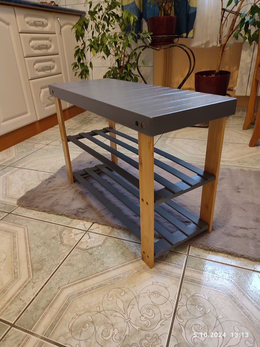 Nowy szary bambusowy regał półka na buty ławka