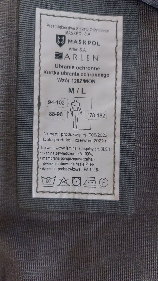 Goratex wojskowy kurtka ubranie ochronne Goretex 128Z MON M/L