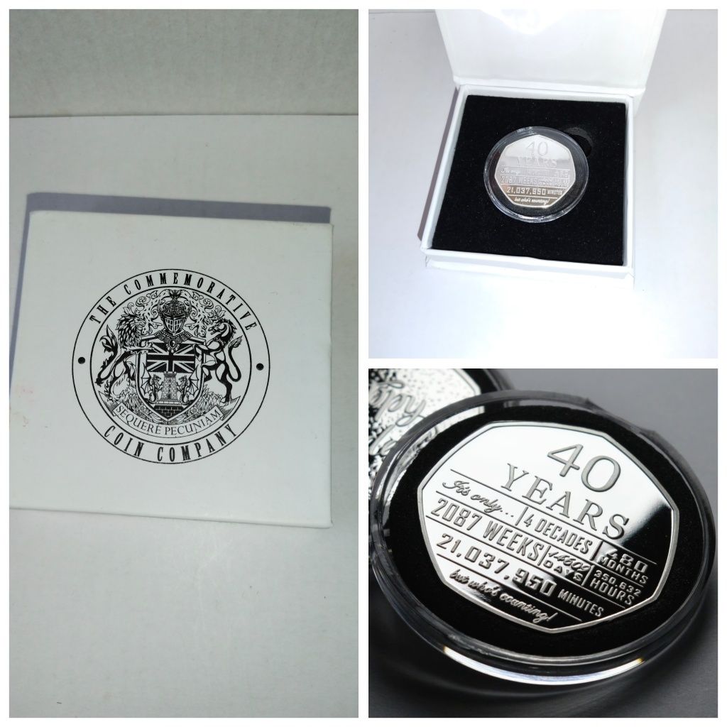 Подарочная серебряная монета на 40 лет