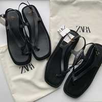 Zara натуральна шкіра оригінал чорні босоніжки босоножки сандали 40 41