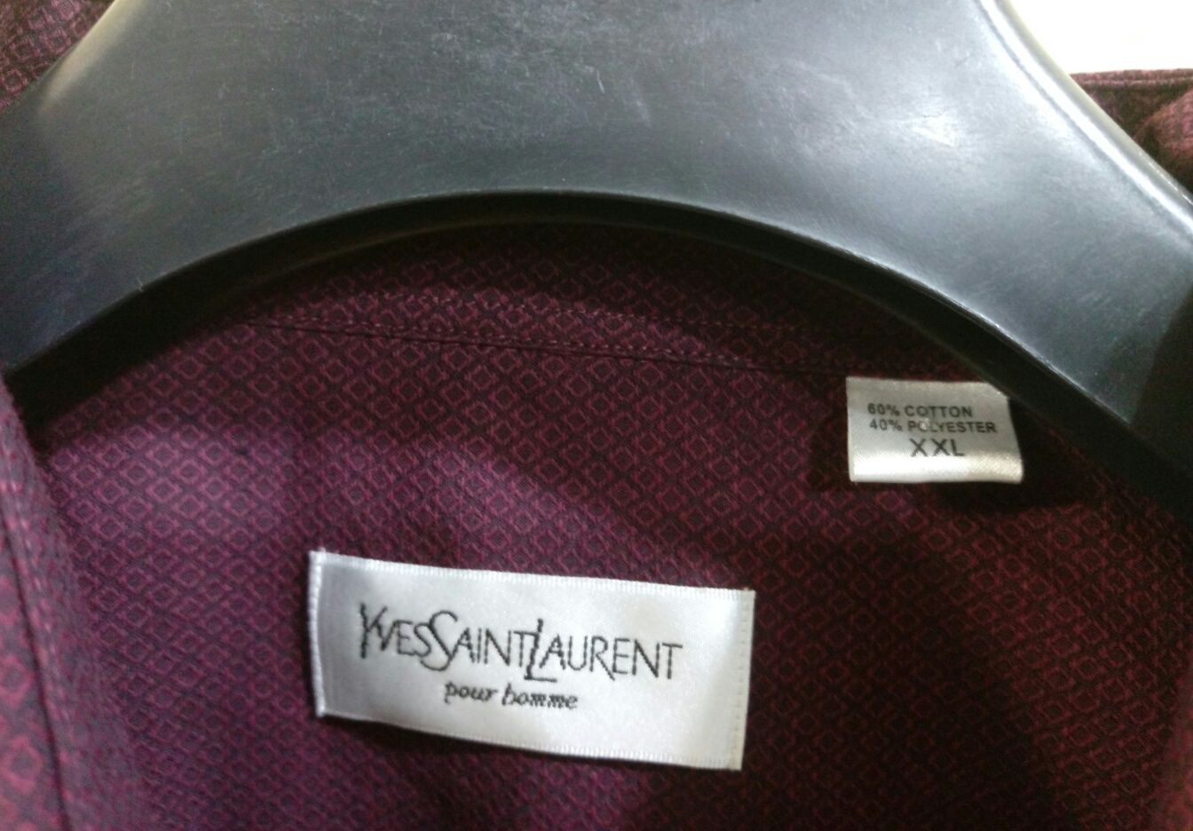 Оригинал мужская бордовая рубашка Yves Saint Laurent