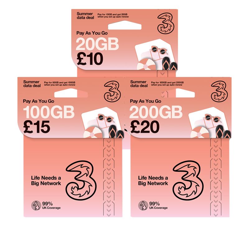 30x Starter Three UK Karta SIM Prepaid SMS OTP Code