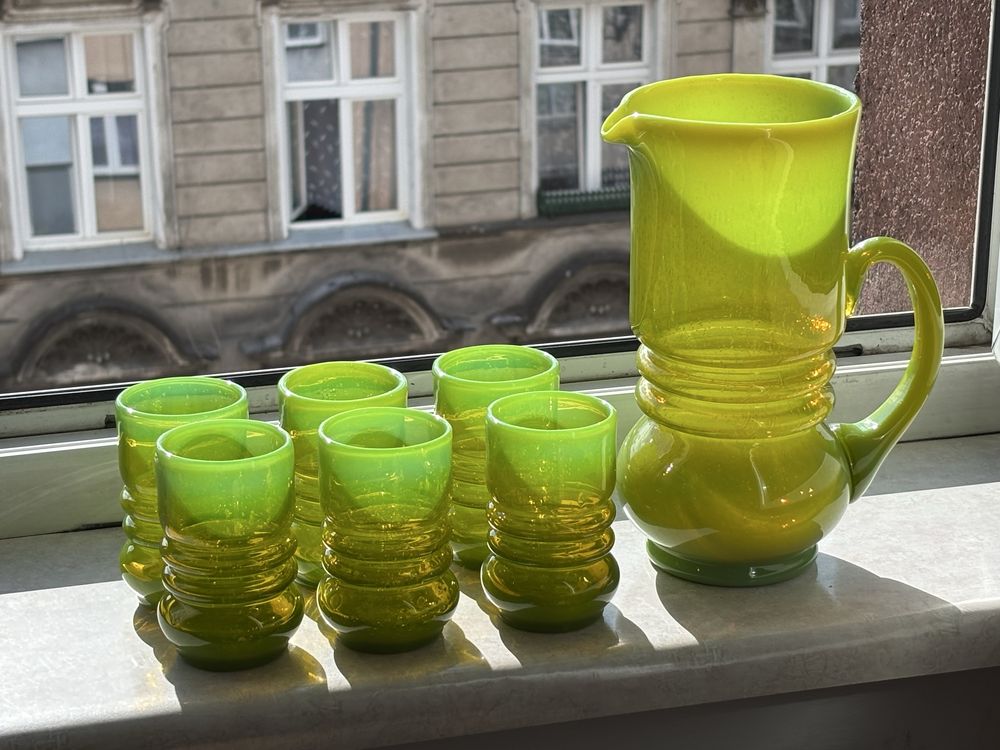 Zestaw do napojów L Pijaczewska  szkło prl