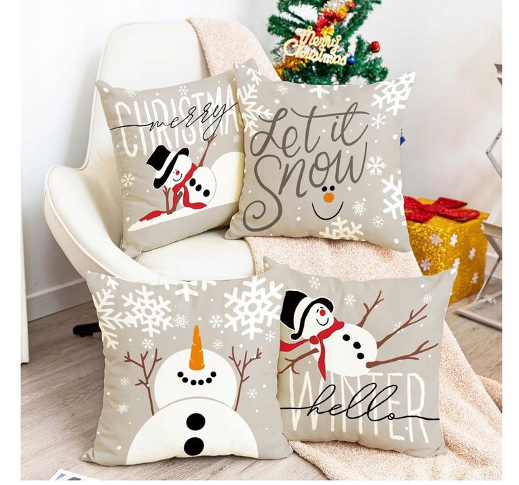 Poszewki na Poduszki Poszewka Dekoracyjna świąteczna 45 x 45cm 4szt