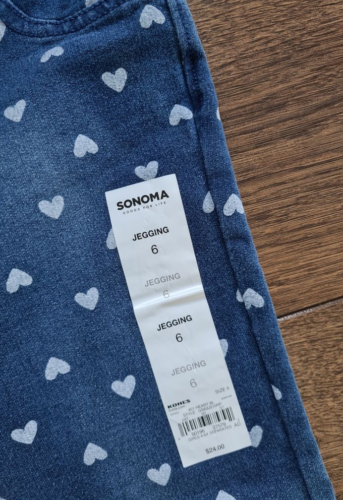 Sonoma jeansowe jegginsy w serduszka 116 nowe