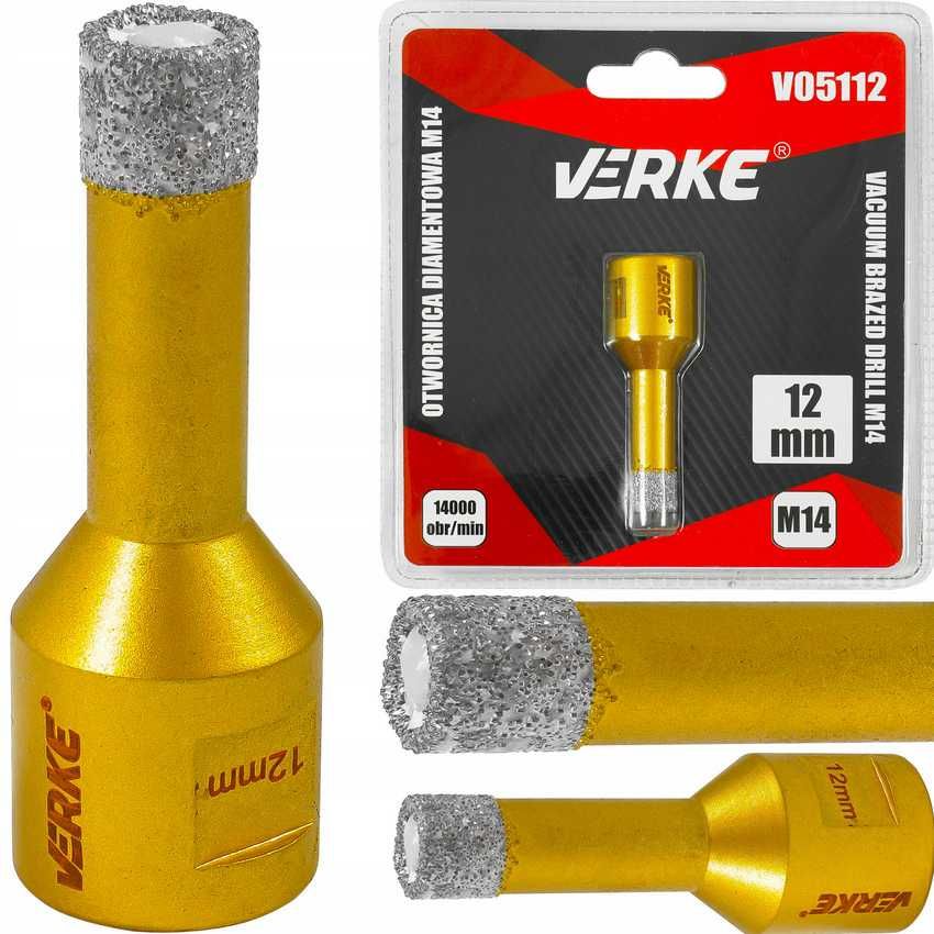 Mocna Otwornica Diamentowa 12mm Wiertło Koronka Szlifierka M14