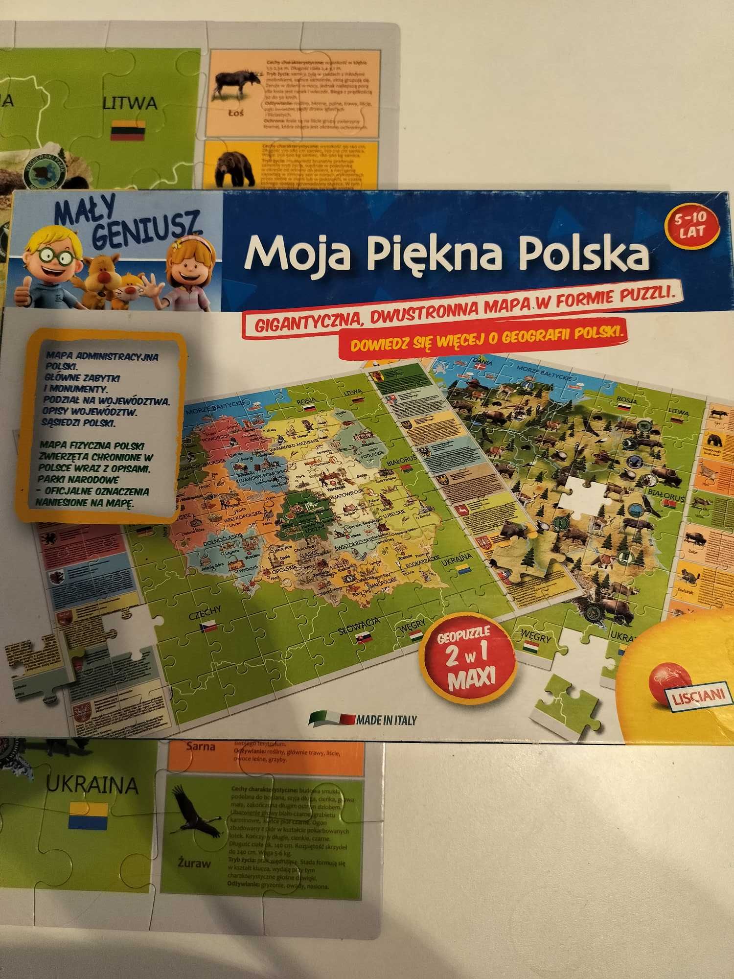 Dwustronne puzzle mapa Polski