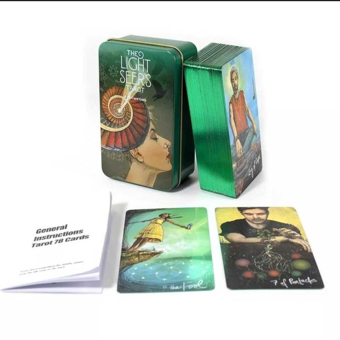 Колода карт таро світлого провидця в жестяній коробці зелений зріз