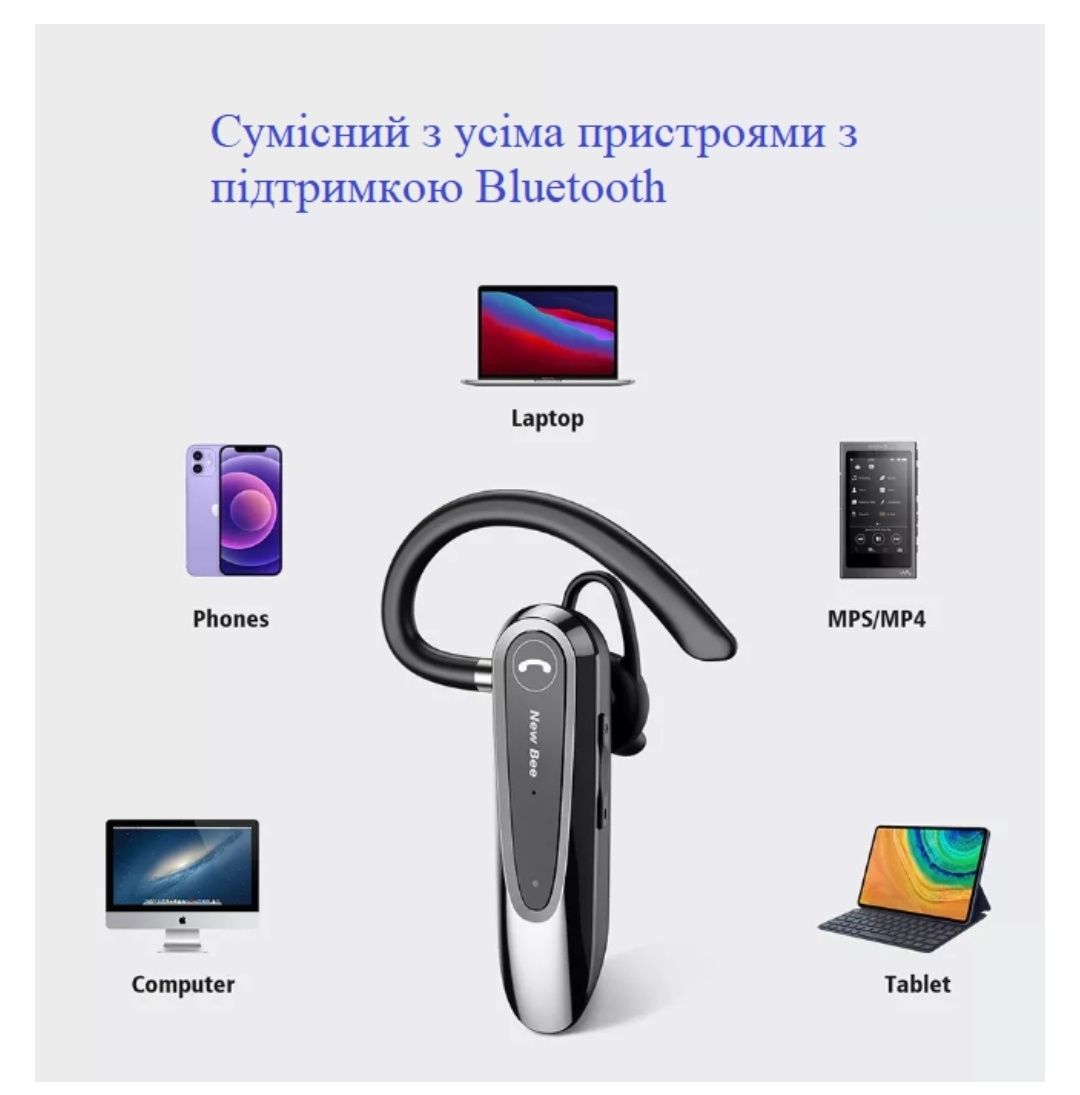 New Bee LC-B45 блютуз гарнитура рус. язык футляр