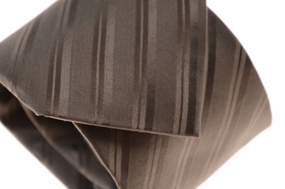 ESPRIT jedwabny oliwkowy krawat w paski 9 cm