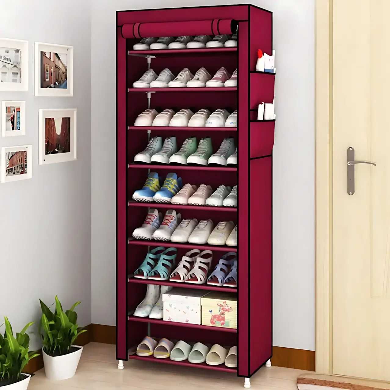 Складной тканевый шкаф для обуви JBI TOPY – 9 полок, 158×58×30 см