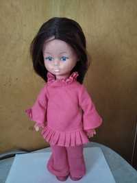 Кукла винтажна 30 см c натуральными яркими волосами в красном костюме