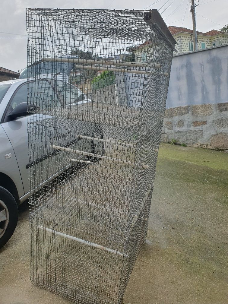 Voadeiras 3 andares com fundos, poleiros e comedouros